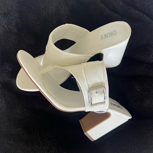 DKNY White Block Heel Sandals - Size: 8.5M - Picture 1 of 7